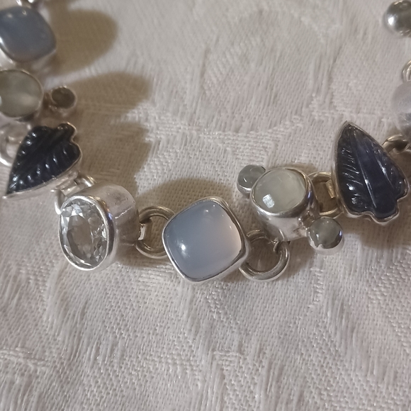 Mars and Valentine / Echo of The Dreamer Multi Gemstone Link Toggle Bracelet, SS - Picture 6 of 16